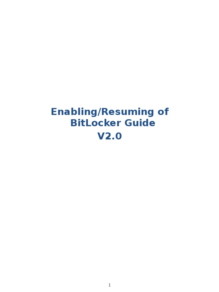 Enabling Resuming of Bitlocker Guide V2 PDF Command Line