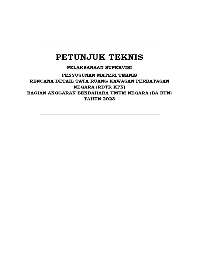 HKO Juknis SUPERVISI RDTR KPN BA BUN Tahun 2023 - 010823 | PDF