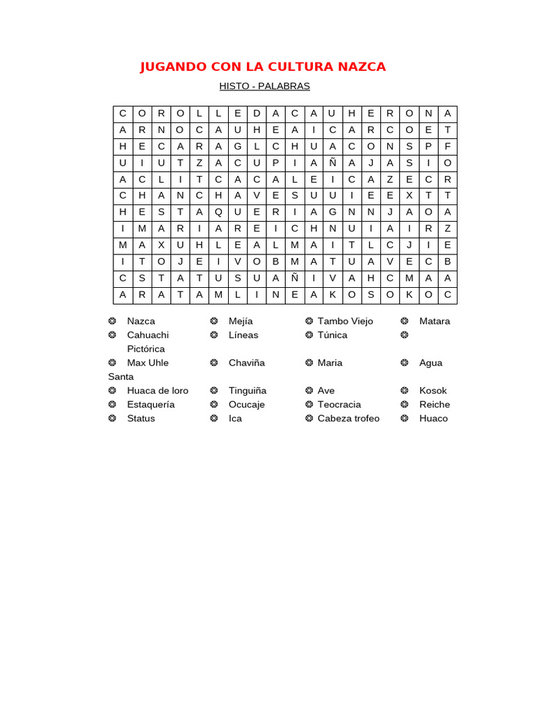 Letras y Juegos de la Cultura Nazca | PDF