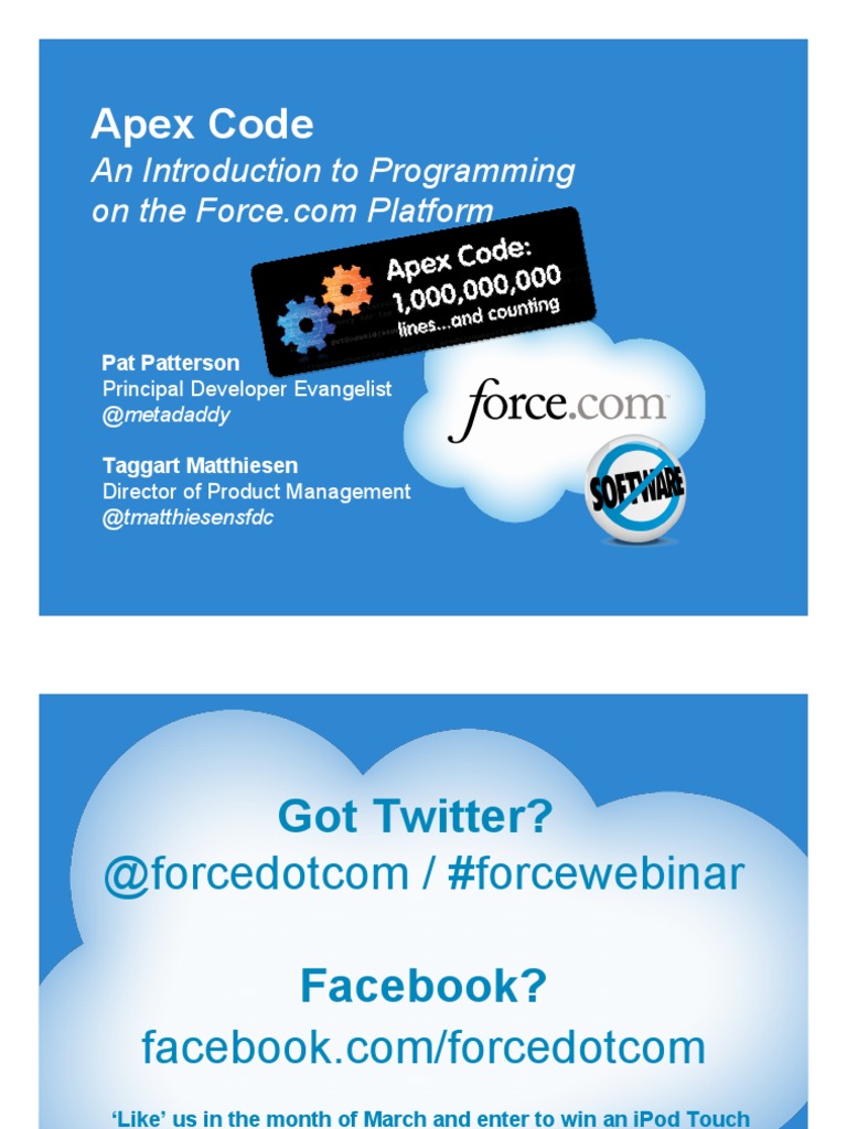 Intro Apex Code Webinar | PDF | Salesforce.Com | Web Service