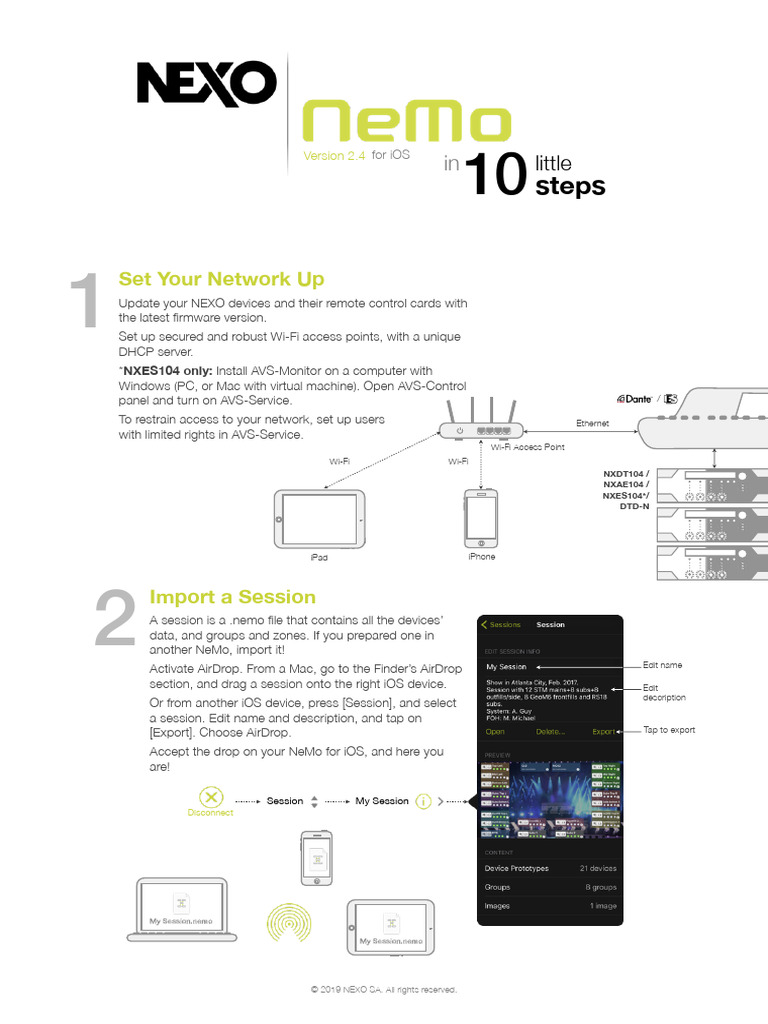 NEXO NeMo Setup and Usage Guide | PDF | Ios | Computing