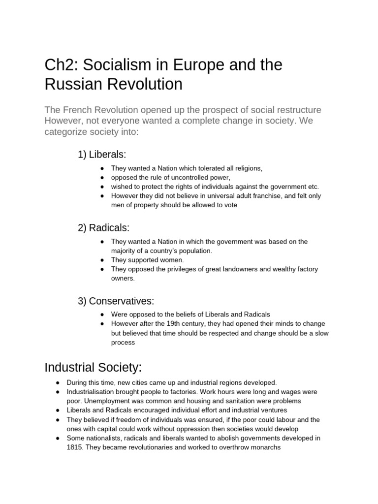 Ch2 - Socialism in Europe and The Russian Revolution | PDF | Socialism ...