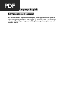 IGCSE English Language Comprehension Exercise