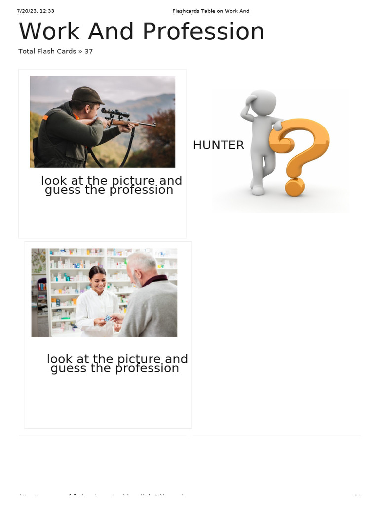 Flashcards Table On Work and Profession | PDF | Learning Methods | Learning