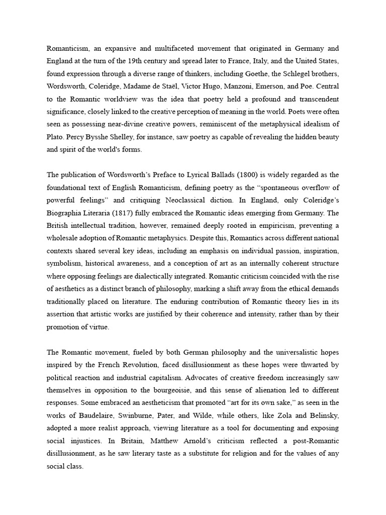 Romanticismnow Litcrit PDF Romanticism Liberal Arts Education