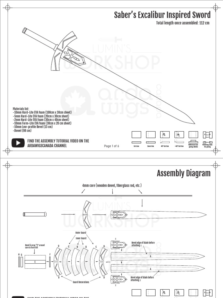 Excalibur Sword Papercraft Guide | PDF | Sword | Blade Weapons