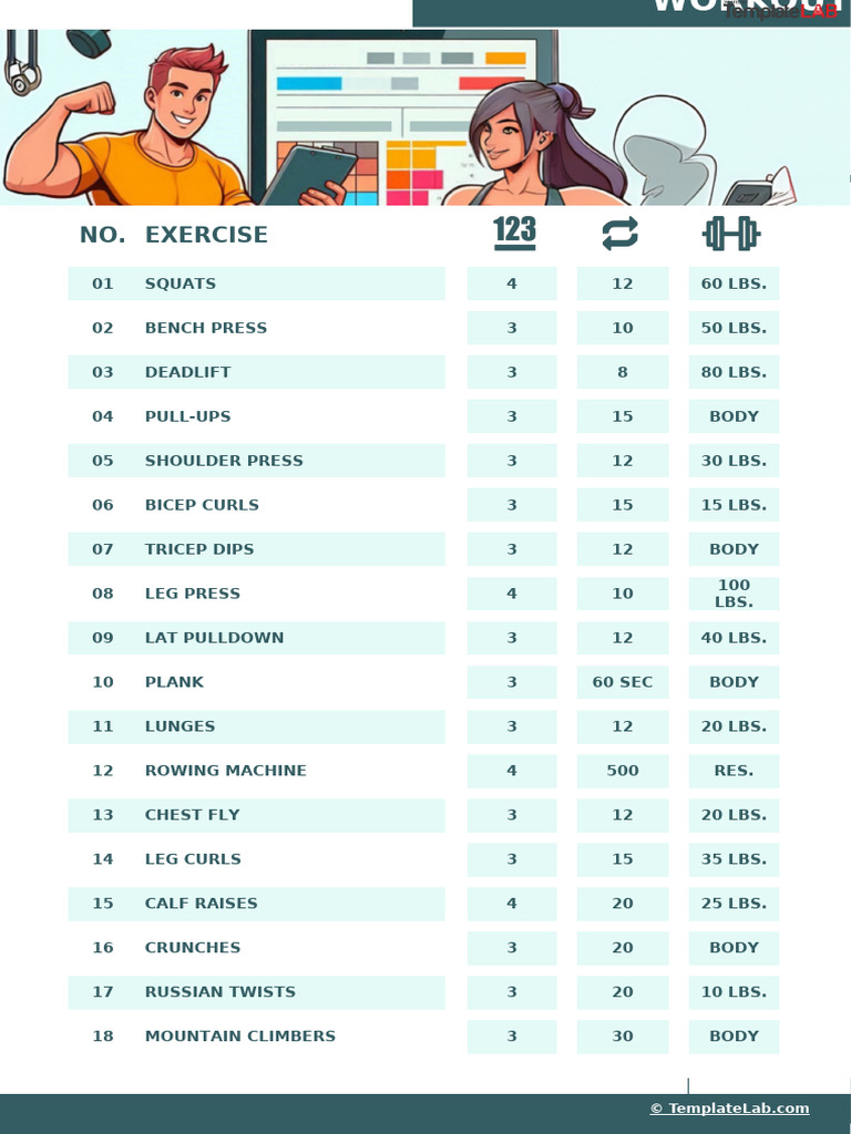 Workout Exercise Spreadsheet Template | PDF | Science & Mathematics