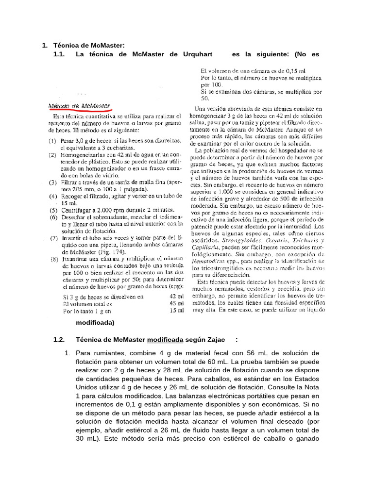 Técnica McMaster en Parasitología Veterinaria | Agua | Química