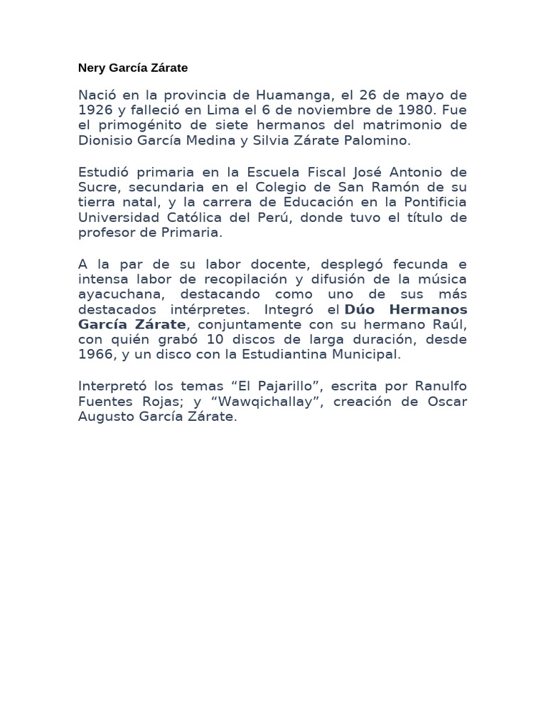 Biografía de Nery García Zárate | PDF | Arte | Poesía