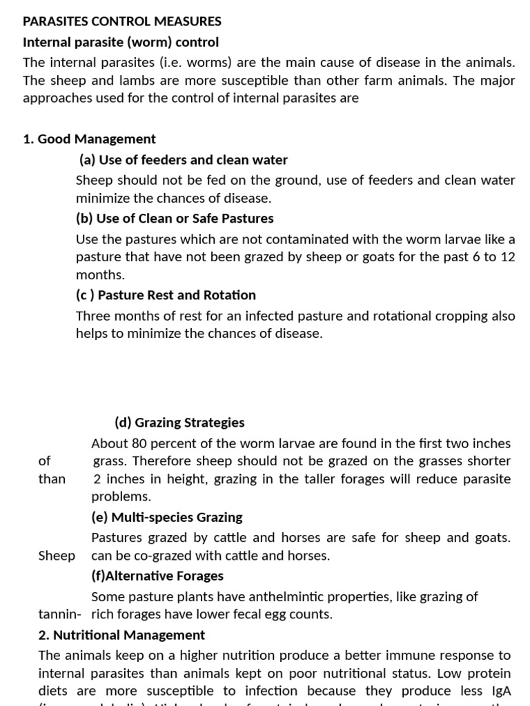 9. Parasite Control | PDF | Sheep | Grazing