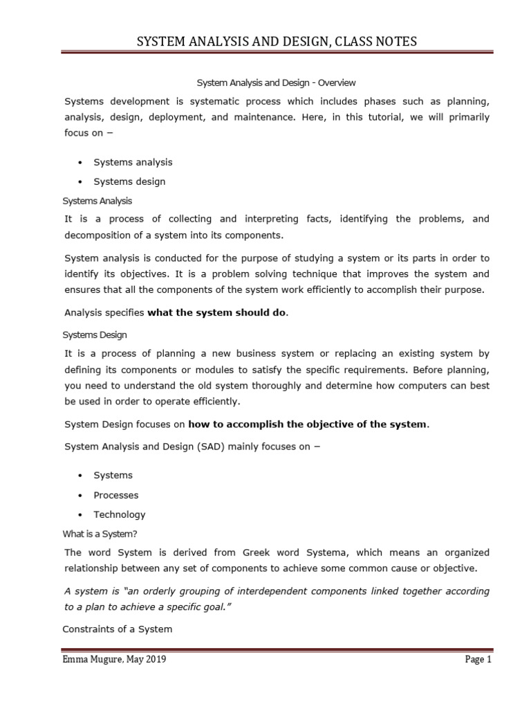 System Analysis and Design Class Notes | PDF | System | Software Testing