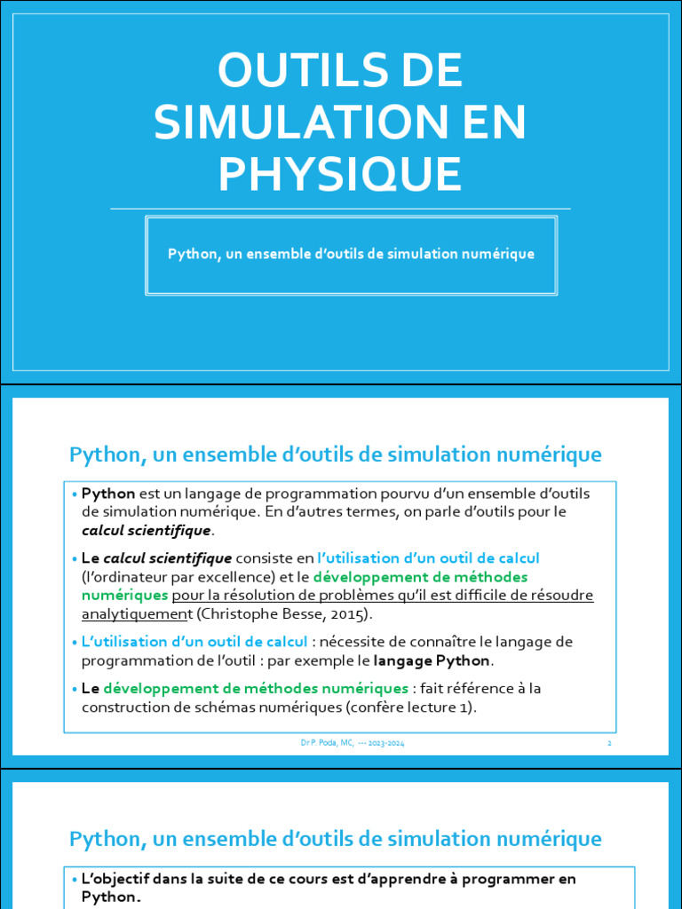 Outils de simulation numérique avec Python | PDF | Python (Langage de ...