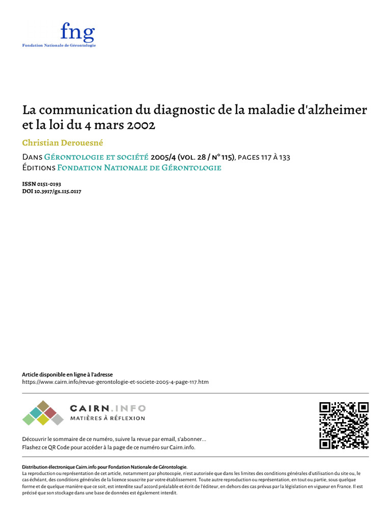 Article Diagnostic Démence | PDF | Dépression (psychiatrie) | Maladie d ...