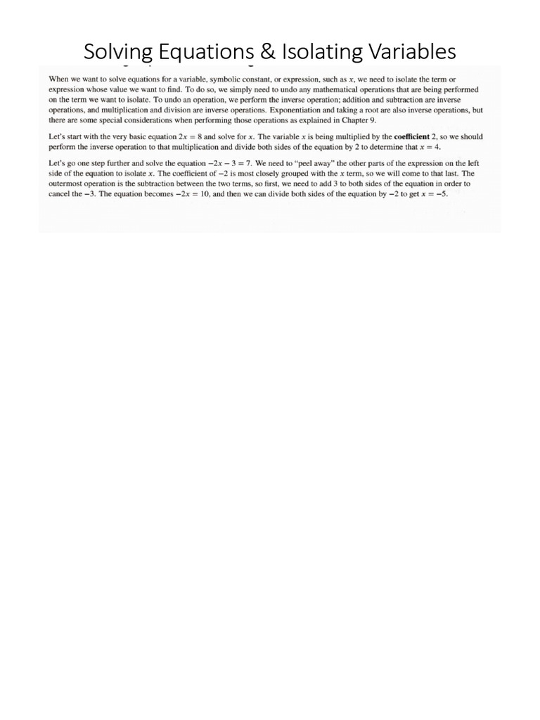 Solving Equations and Variable Isolation | PDF | Equations | Prices