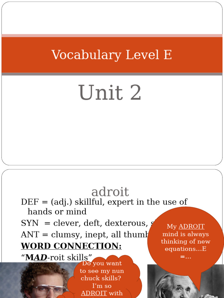 Unit 2 Vocabulary Workshop E | PDF
