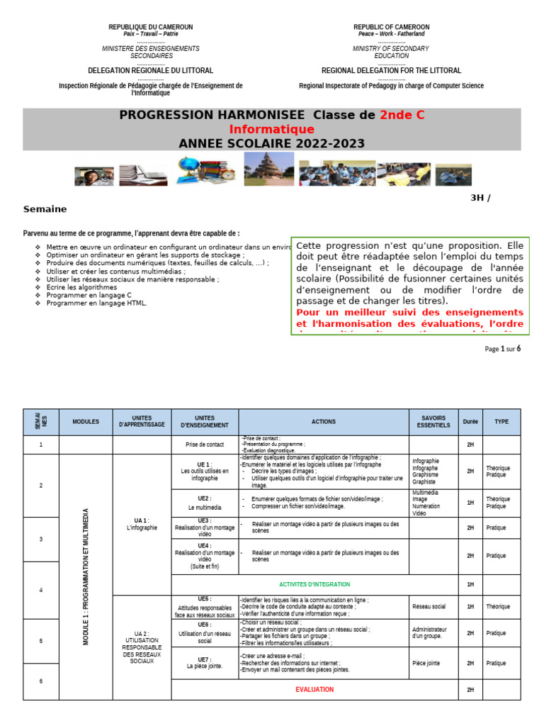 Programme Informatique 2nde C 2022-2023 | PDF | Html | Langage de balisage