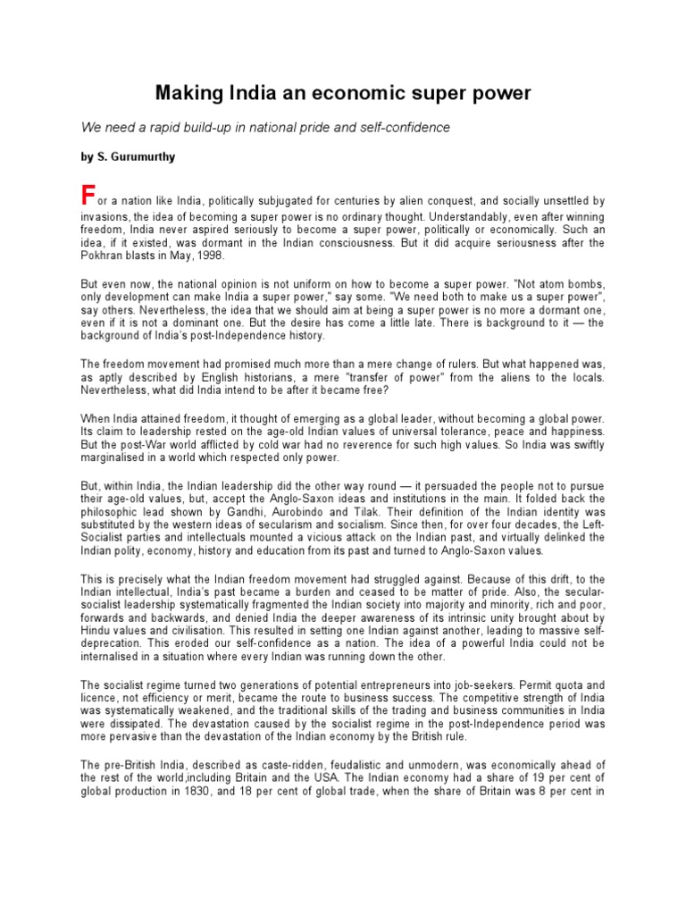 India's Path to Economic Superpower Status | PDF | Nuclear Power ...