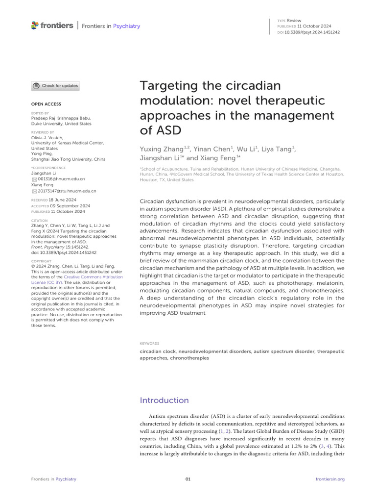 Targeting The Circadian Modulation Novel Therapeut | PDF | Clock | Long ...