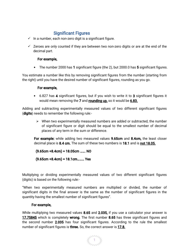 Significant Figures Notes Grade 9th | PDF | Physical Quantities | Quantity