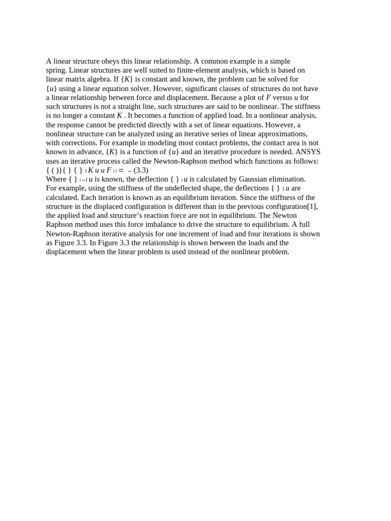 Nonlinear Structure Analysis with Newton-Raphson | PDF | Science ...