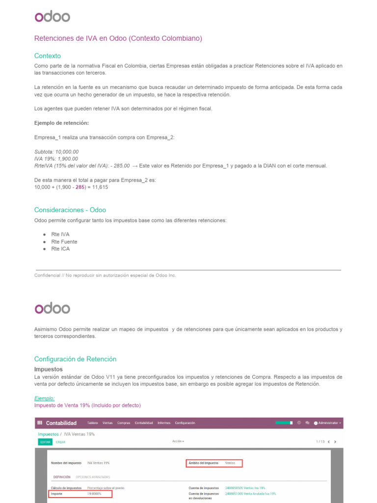 Retencion de IVA - Odoo (Colombia)_V2 | PDF | Impuestos | Impuesto al ...
