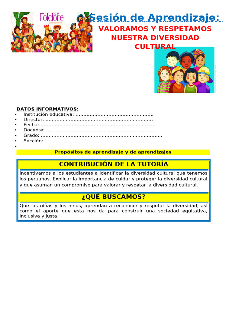 Actividades para Valorar la Diversidad Cultural | PDF | Aprendizaje ...