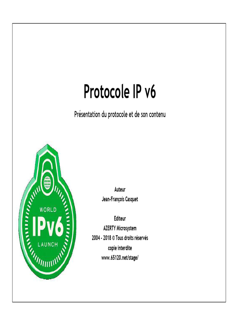 Introduction au protocole IPv6 | PDF | I Pv6 | Architecture de réseau