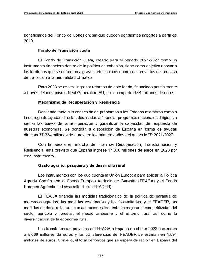 Fondo de Transición Justa: Presupuestos Generales Del Estado para 2023 ...