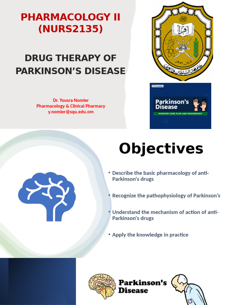 Drug Therapy of Parkinsons Disease. NURS2135. PHII | PDF | Dopamine ...