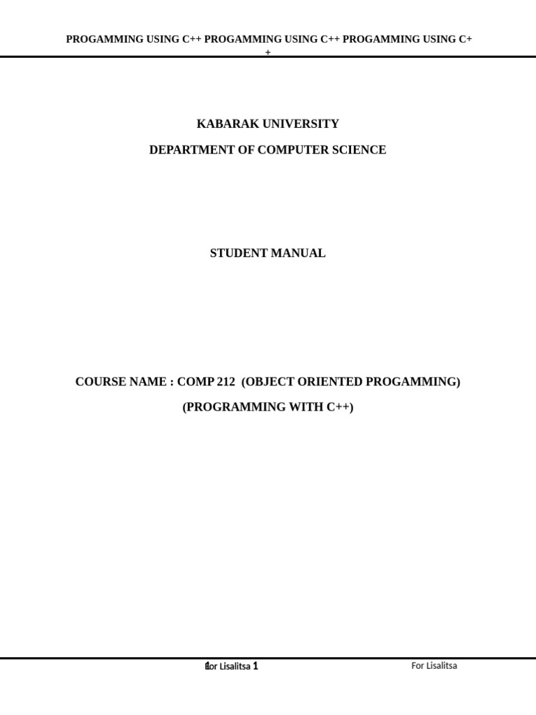 C++ Object-Oriented Programming Guide | PDF | Class (Computer ...