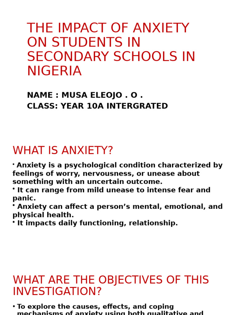 The Impact of Anxiety On Students in Secondary | PDF | Anxiety ...