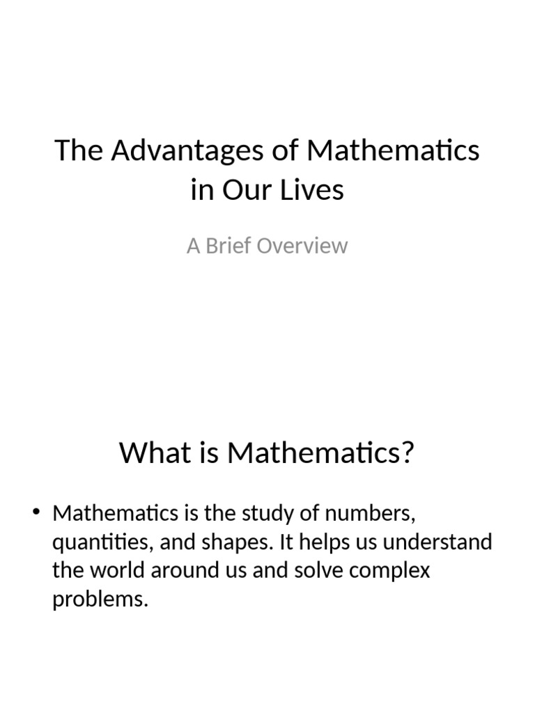 Benefits of Mathematics in Daily Life | PDF | Career & Growth