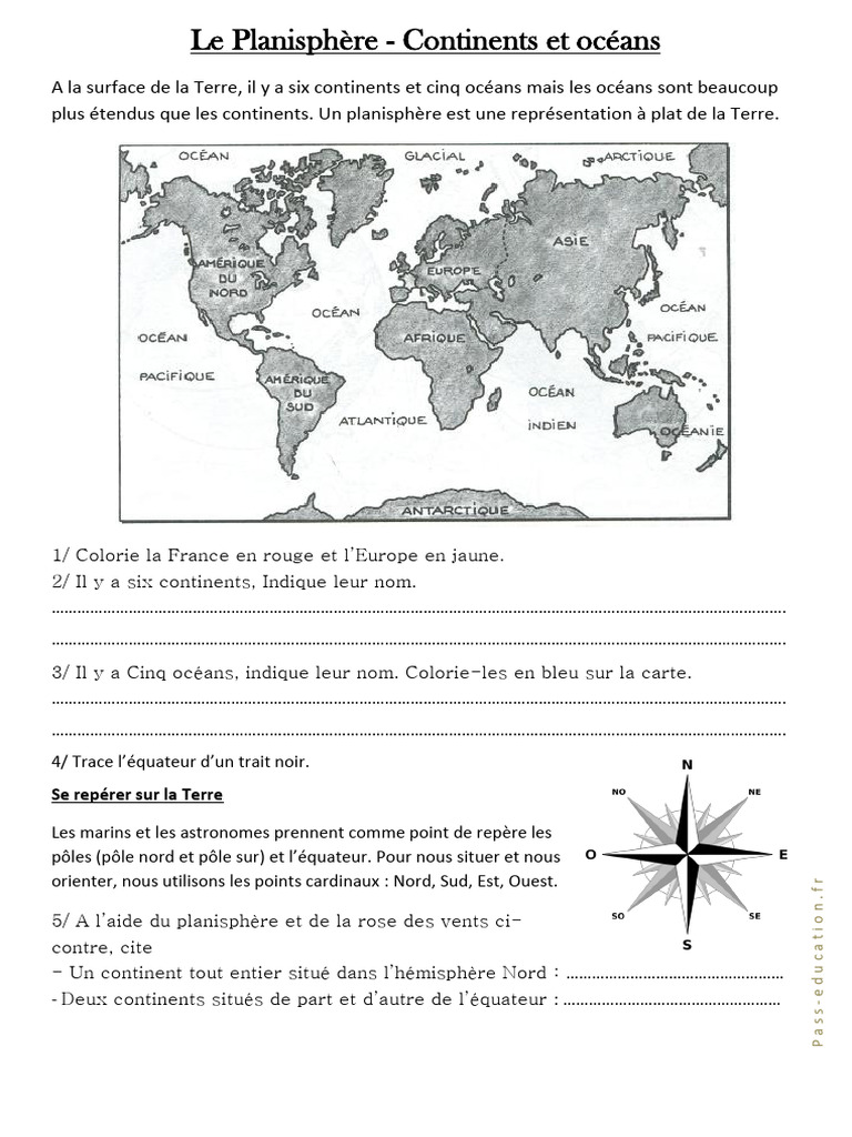 Planisphère : Continents et Océans | PDF | Histoire