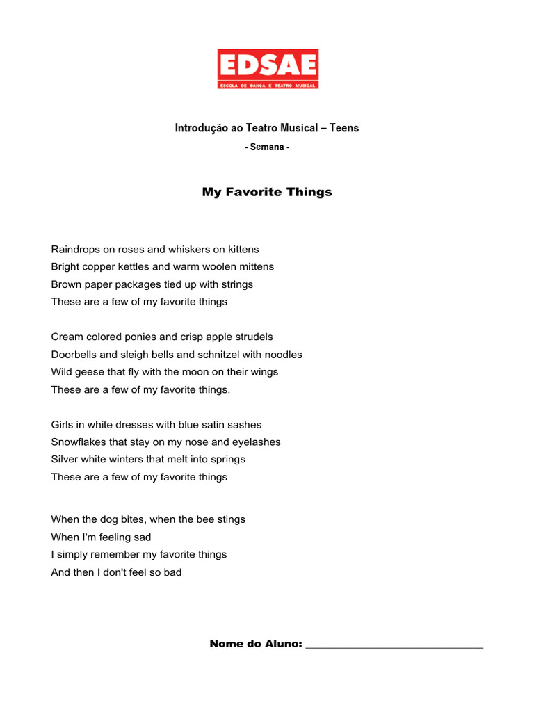 My Favorite Things - LETRA | PDF