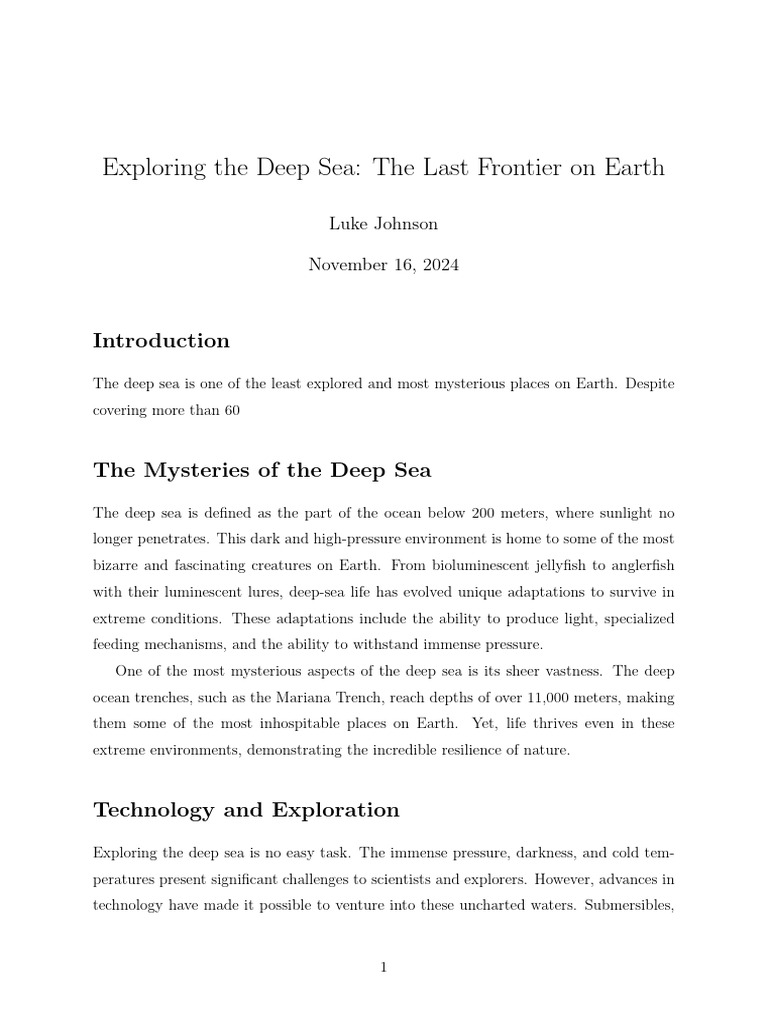 Deep Sea Exploration and Ecosystems | PDF | Deep Sea | Hydrothermal Vent
