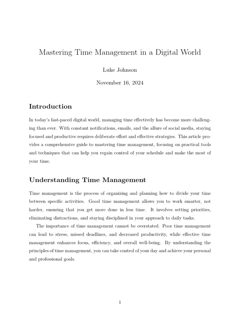 Mastering Time Management Strategies | PDF | Time Management ...