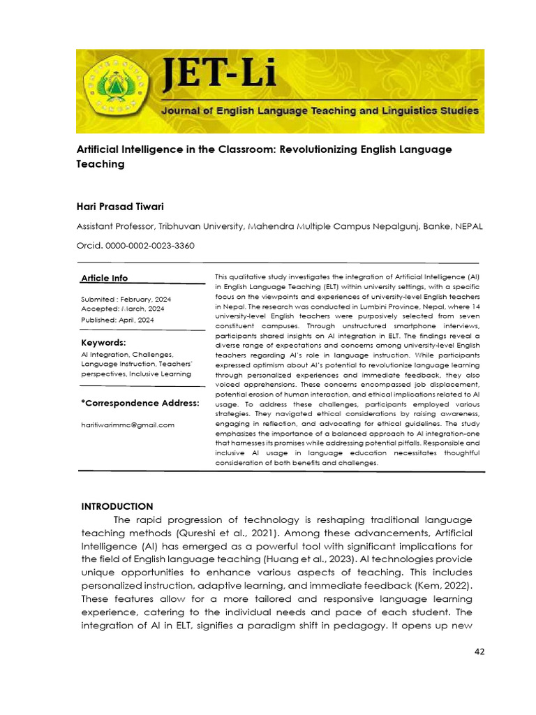 Artificial Intelligence in The Classroom Revolutio | PDF | Intelligence ...