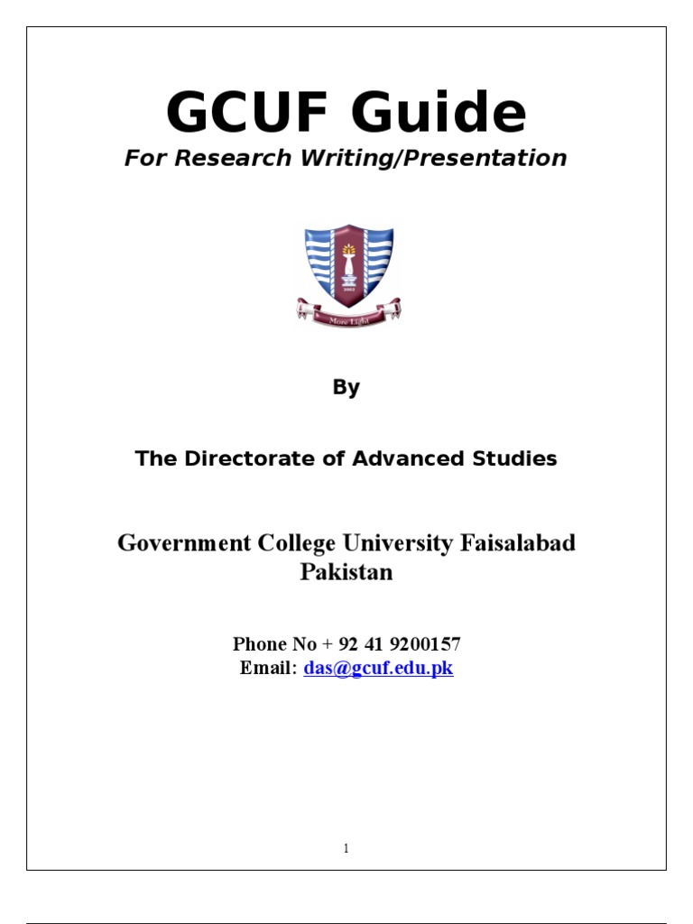 GCUF Thesis Writing Guidelines | PDF | Thesis | Citation
