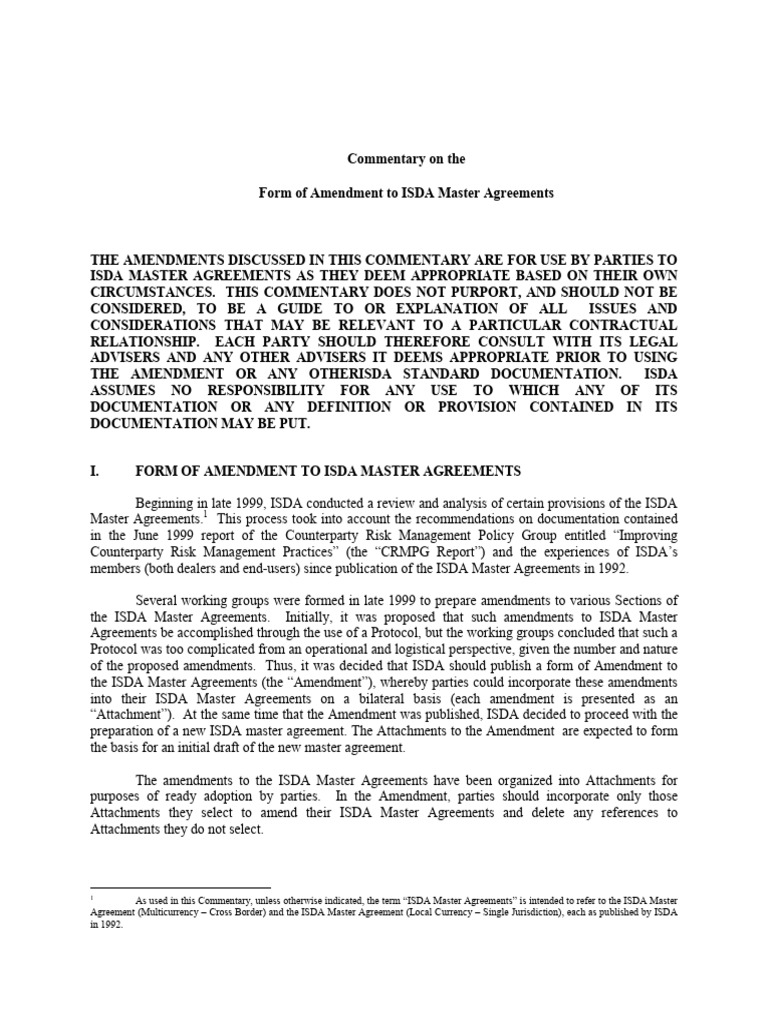 ISDA Master Agreement Amendment Guide | PDF | Repurchase Agreement ...