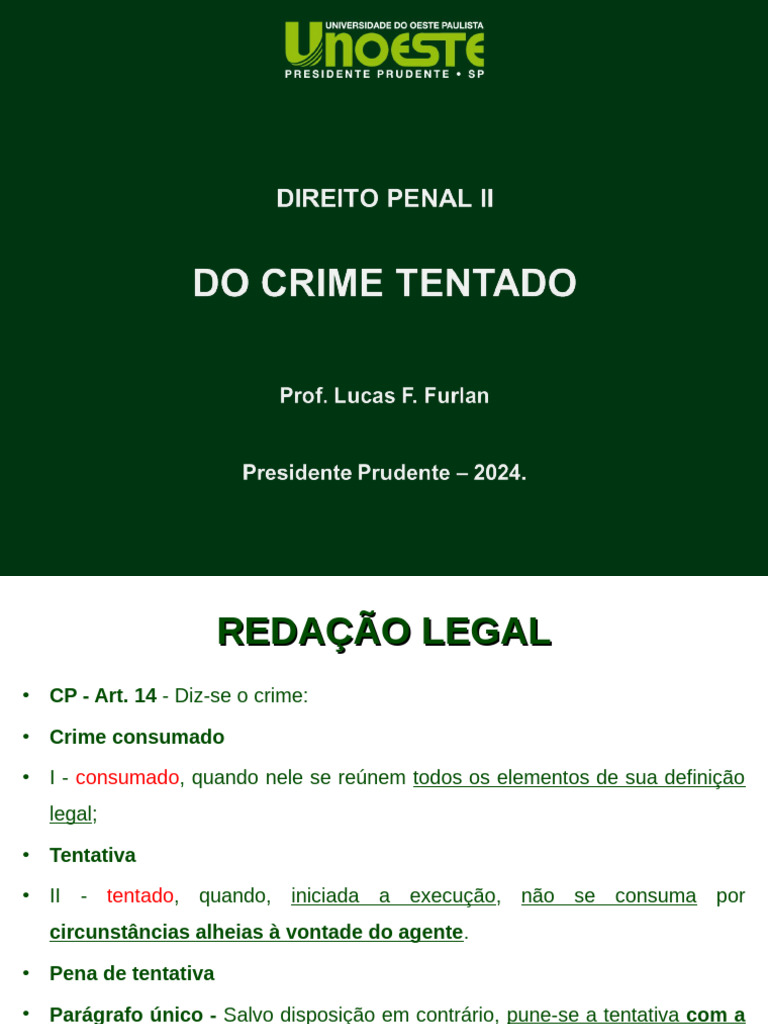 Crime Consumado e Tentativa no Direito Penal | PDF | Crimes | Crime e ...