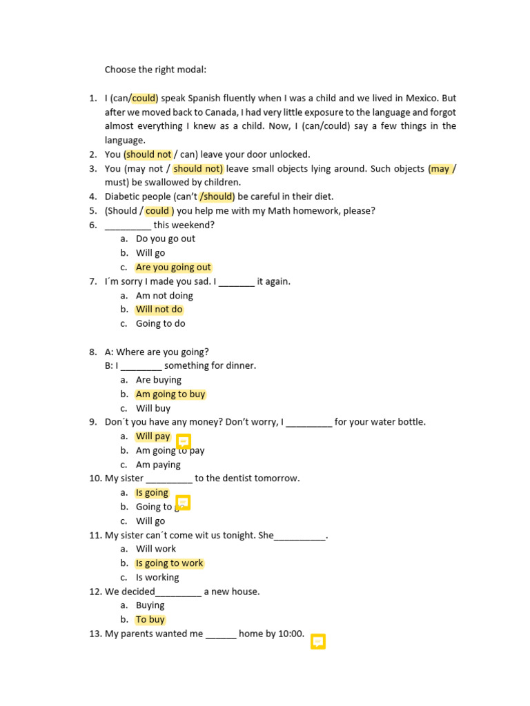 Choosing the Right Modal Verbs | PDF | Language Arts & Discipline