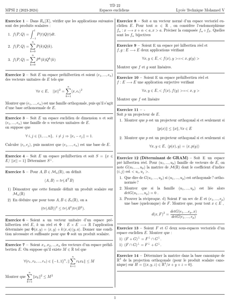 Matrice d'un Projecteur Orthogonal PDF Espace euclidien Objets — free download