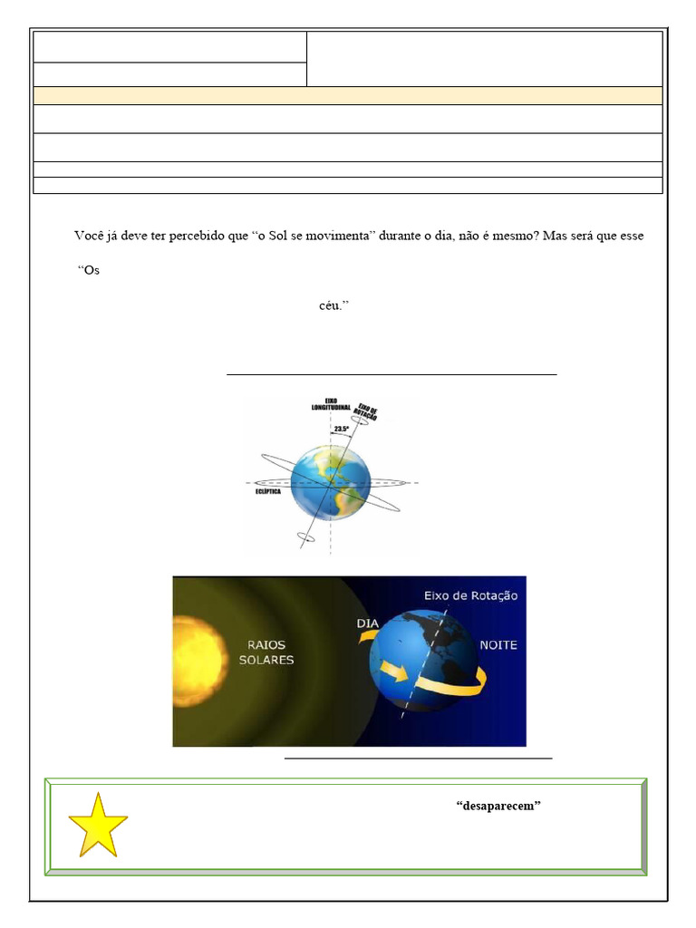 Movimentos da Terra para o 5º Ano | PDF | Terra | Sol