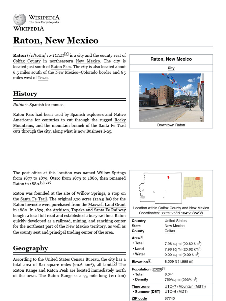 Raton, NM: History, Geography & Demographics | PDF