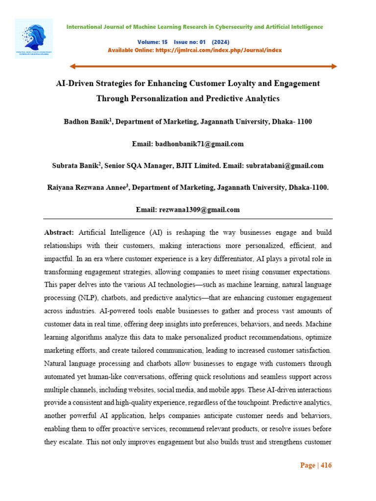 Raiyana Rezwana Annee - AI-Driven Strategies For Enhancing Customer ...