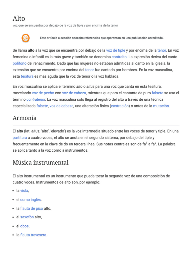 La Voz de Alto: Entre Tiple y Tenor | PDF