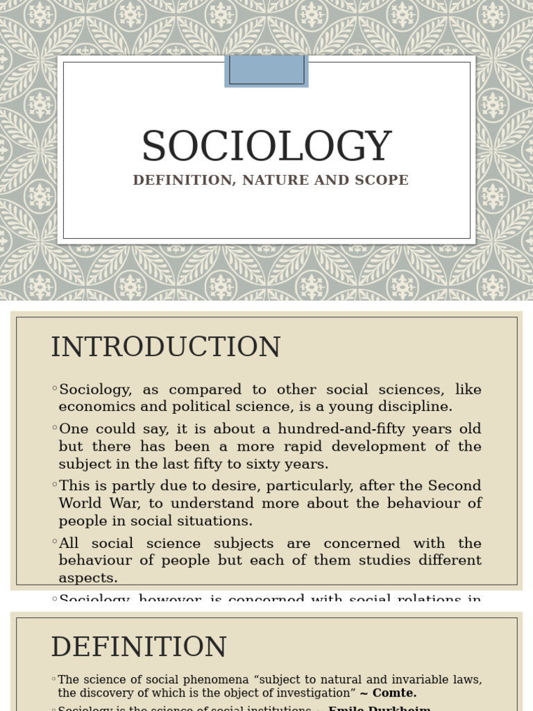 Understanding Sociology: Definition & Scope | PDF | Sociology | Social ...