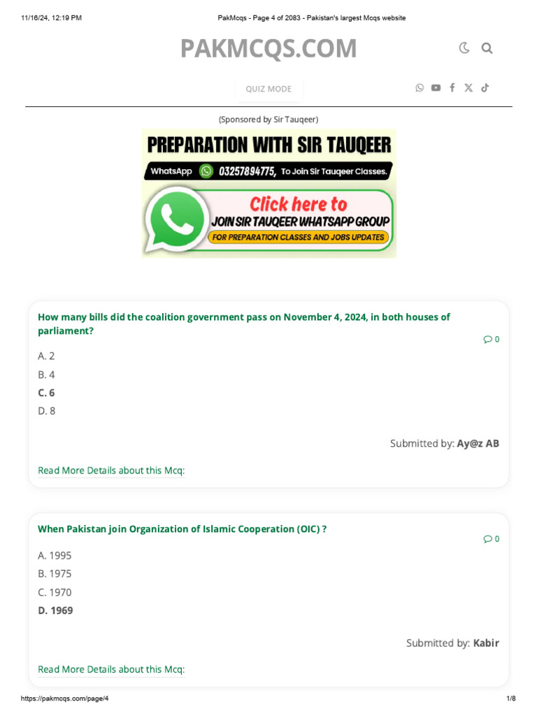 Pakistan MCQs and Current Affairs | PDF | Pakistan | Engineering