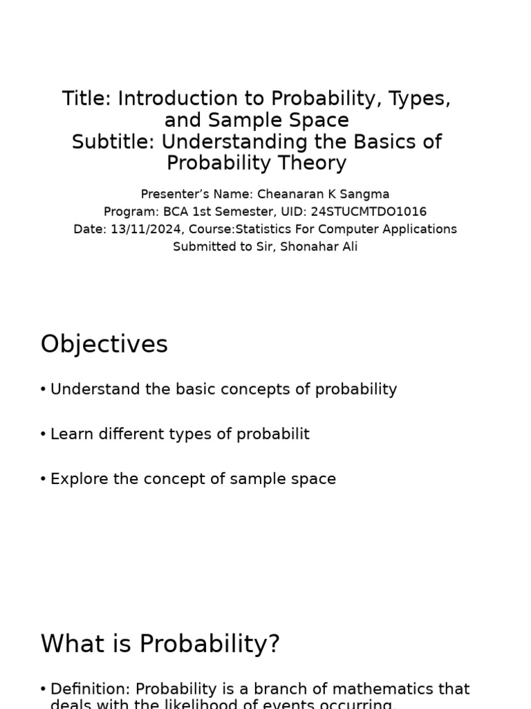 Introduction To Probability, Types and Sample Space | PDF | Probability ...