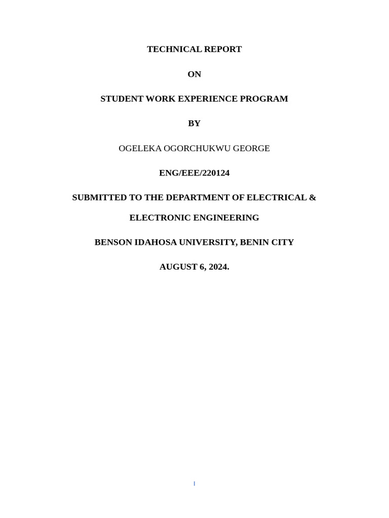 SIWES Technical Report for EEE Students | PDF | Rectifier | Direct Current